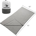 Fleece Sleeping Bag Liner, 75" Long Zipper Microfiber Fleece Travel Single Sleeping Bag Camping Blanket, Indoor Outdoor Blanket for Adults & Children