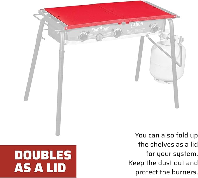 Camp Chef Folding Side Shelf Set for Three-Burners, Red
