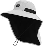 Rosoz Outdoor Sun Hat for Men Women, UPF50+ Protection Safari Cap Wide Brim Mesh Fishing Hat with Neck Flap Beach Garden