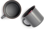 Barebones Enamel Cup Set- Enamel Coffee Mugs Set of 2 16-oz - Stainless Steel Rim Camping Mug for Indoor and Outdoor Use (Slate Gray)