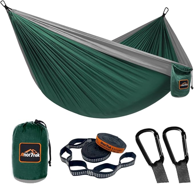 Camping Hammock, Super Lightweight Portable Parachute Hammock with Two Tree Straps Single or Double Nylon Travel Tree Hammocks for Camping Backpacking Hiking