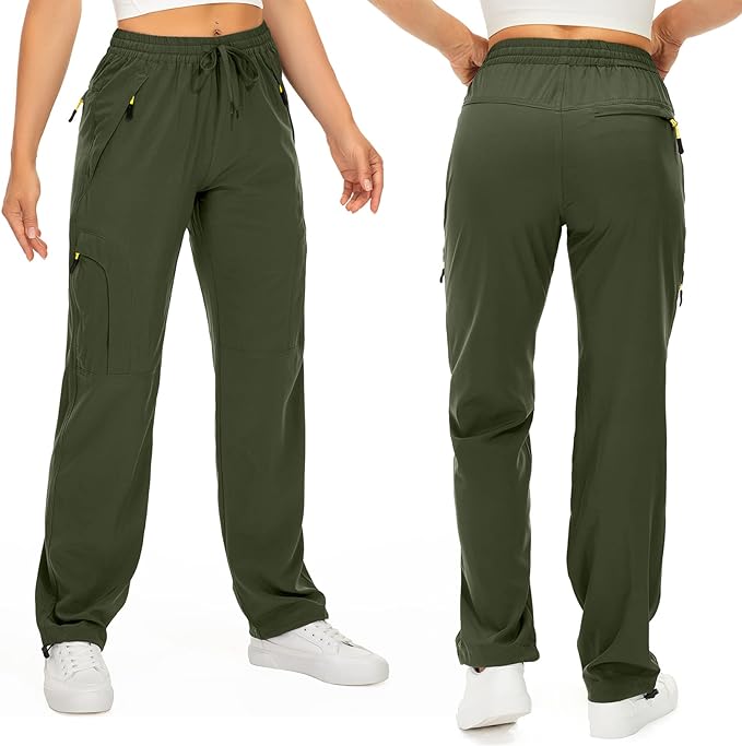 Womens Hiking Pants Quick Dry UPF 50 Lightweight Travel Golf Cargo Safari Pants Zipper Pockets