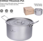 Boundless Voyage Titanium Pot Portable Camping Cookware Lightweight Cooking Pot Set for Outdoor Cooking Traveling Backpacking Hiking Trekking Picnic