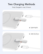 VEEKTOMX Power Bank 5000mAh with Cable Fast Charging, Magnetic Portable Battery Pack for iPhone, White