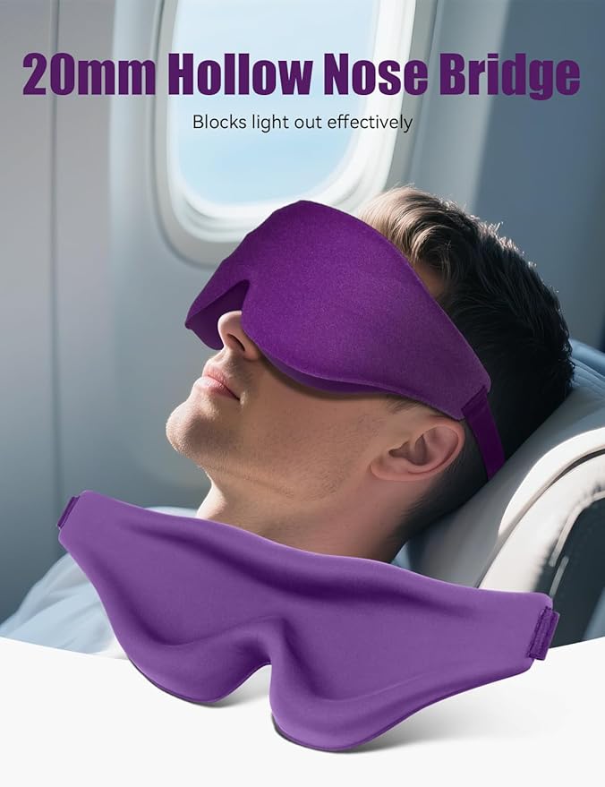 Sleep Eye Mask for Men Women, EVA BELLE Light Blocking Sleeping Mask for Side Sleeper, 3D Contoured Cup Night Blindfold, Lash Extensions 3D Sleeping Mask with Adjustable Strap for Travel, Night & Nap