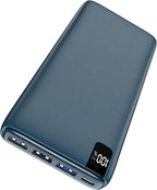 IXNINE Power Bank 26800mAh Portable Charger, 22.5W Fast Charging PD QC 3.0 Compact External Battery Pack with LED Display and 4 USB Outputs for Cellphone Tablet (Blue)