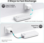Upgraded Portable Charger 40800mAh Power Bank - Portable Battery with 2 Built in Cables,PD 25W USB C Fast Charging Battery Pack Compatible with iPhone 16 15 14 13 Android Phone etc-White