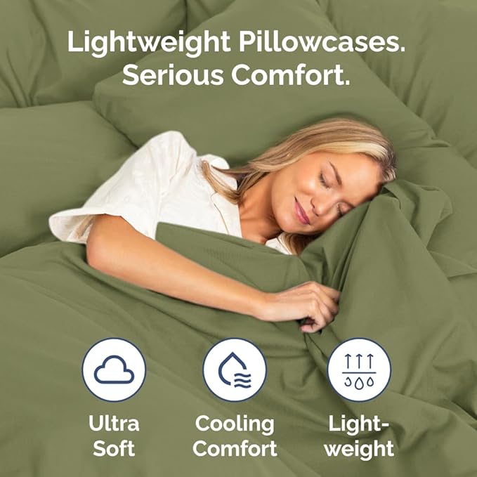 Pillowcases - Ultra Soft Hotel Quality Pillowcase Covers - Comfy, Cozy & Wrinkle Free - Shrinkage and Fade Resistant - Machine Washable Pillow Protectors - (King, Sage Green, 4 Piece Set)