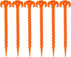 Spiral Plastic Tent Stakes 15 Pack - 10 Inch Heavy Duty Beach Tent Pegs Canopy Stakes - Essential Gear for Camping, Backpacking, Gardening and More