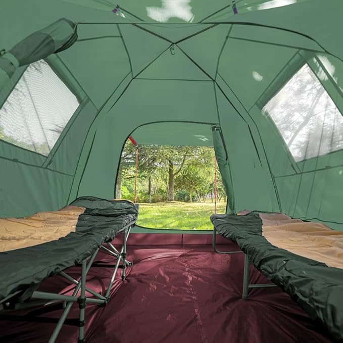 KAZOO 2／4 Person Camping Tent Outdoor Waterproof Family Large Tents 2/4 People Easy Setup Tent with Porch Double Layer