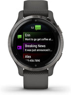 Garmin Venu 2S, Smaller-Sized GPS Smartwatch with Advanced Health Monitoring and Fitness Features, Slate Bezel with Graphite Case and Silicone Band, (010-02429-00) (Renewed)