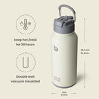 BOTTLE BOTTLE 32oz Insulated Water Bottle Stainless Steel Sport Water Bottle with Straw Dual-use Lid Design for Gym with Pill Box