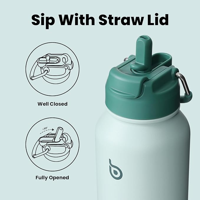 BOTTLE BOTTLE 32oz Insulated Water Bottle Stainless Steel Sport Water Bottle with Straw Dual-use Lid Design for Gym with Pill Box