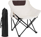 COSY105CMoon Chair Camping Chair Portable Folding Lounge Chair Lightweight Outdoor Recliner 265lbs Capacity Oxford Fabric & Aluminum Frame Includes Carry Bag for Beach Fishing Travel (White)