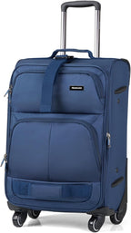 Hanke 24 inch Softside Expandable Luggage with Spinner Wheels, Medium Size Suitcase Checked Luggage Travel Luggage Rolling Suitcase,Blue