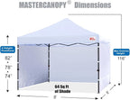 MASTERCANOPY Heavy Duty Pop-up Canopy Tent with Sidewalls (8x8,White)