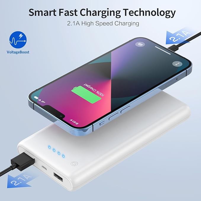 Portable Charger Power Bank 26800mah,Ultra-High Capacity Safer External Cell Phone Battery Pack,2 USB Output High Speed Charging Power bank Compatible with iPhone 16/15/14/13/12 Samsung Android-White