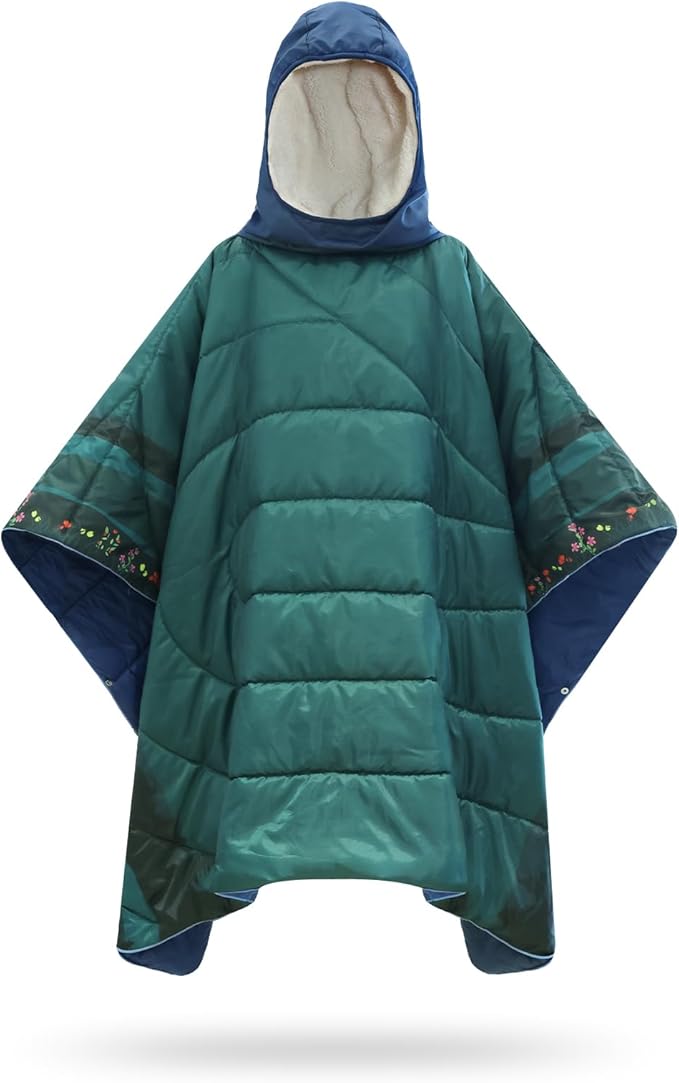 Camping Blanket, Poncho Wearable Hoodie Blankets Outdoor Waterproof Windproof