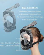 Full Face Snorkel Mask for Adults with Dry Top System 180 Degree Panoramic View Snorkeling Gear with Camera Mount Safe Breathing Anti-Leak Anti-Fog