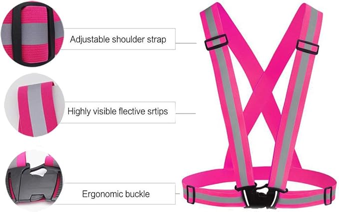Reflective Vest Running Gear 3Pack, Adjustable Safety Vests High Visible Reflective Belt Straps