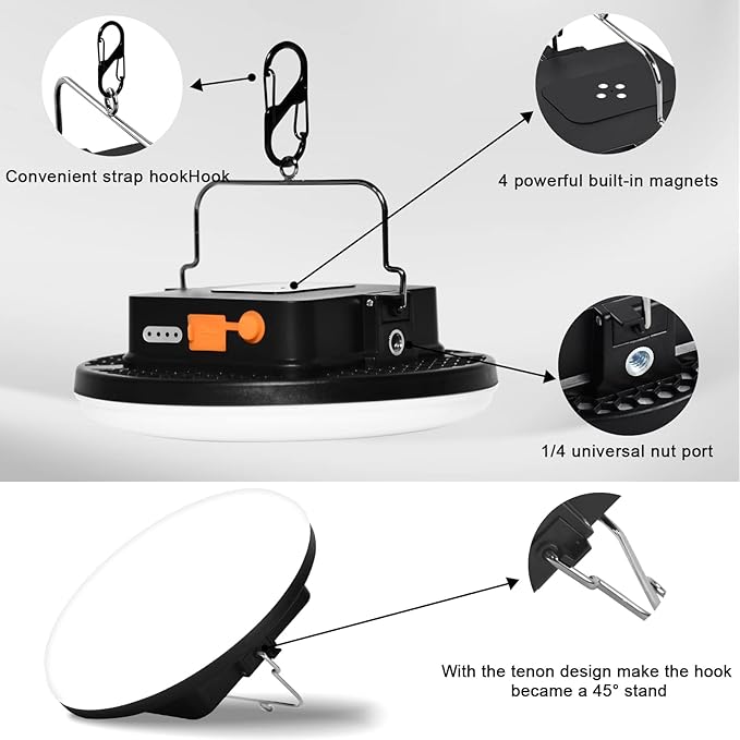 16500mAh 60W Rechargeable Camping Light with Remote 3000LM 2700/4000/6500K LED Camping Lantern Portable IP65 Waterproof Tent Lights Power Failure Emergency Survival Kits for Fathers Day Gift