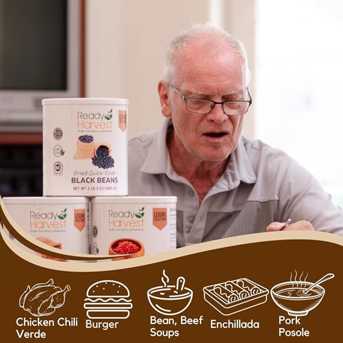 Ready Harvest Emergency Food - Quick-Cook Pinto Beans | Dried Beans | Survival Food | #10 Can | 25-Year Shelf Life | 3 lbs | Cans Filled to the Top