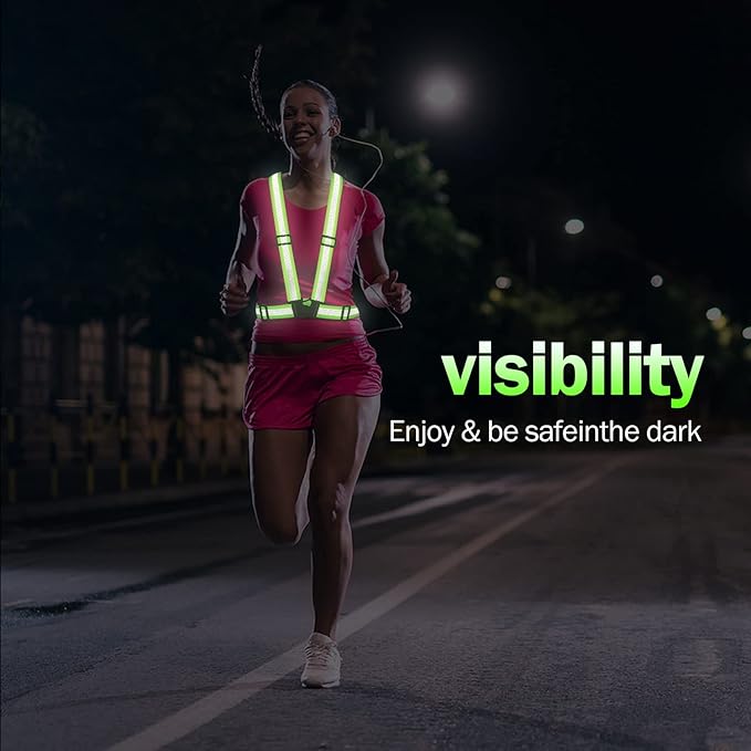Reflective Vest Running Gear,Reflective Straps Safety Vest High Visible Vest for Night Running,Cycling,Motorcycle,Walking Vest 2Pack