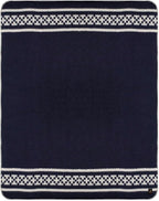 Inca Wall - Thick Alpaca Wool Blanket Heavyweight Camping Outdoors Indoors Soft Peru Twin Size Ethnic Design (Navy Blue/Ivory, Twin Size)