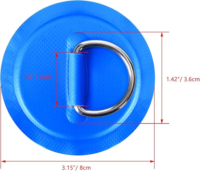 TOBWOLF 6 Pack Stainless Steel D-Ring Patch for Inflatable Boat Kayak Dinghy SUP, D-Ring PVC Patch Stand-Up Paddleboard Canoe Rafting Accessories, NO Glue Included