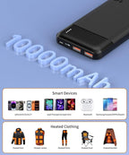 2PCS 10000mAh Heated Vest Battery Pack USB 5V, Heating Vest Portable Charger with USB/Type C Output Ports, Power Bank for Heated Jacket,Battery Pack for Heated Vest/Jacket/Hoodie/Coat