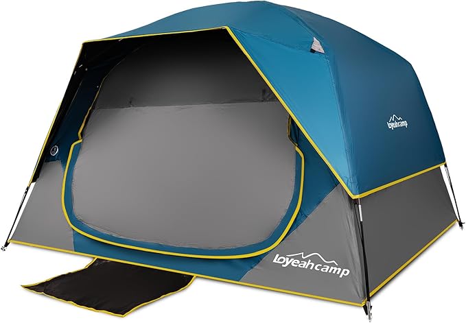 4 Person Blackout Camping Tent, Easy Setup Waterproof Family Dome Tent for Camping with Rainfly, Portable Double Layer Large Family Tent for Outdoor Camping&Hiking