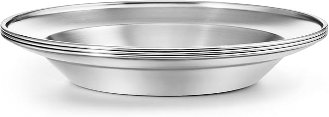Stainless Steel Plate Set - 8.5 inch Ultra-Portable Dinnerware Set BPA Free Plates for Outdoor Camping | Hiking | Picnic | BBQ | Beach