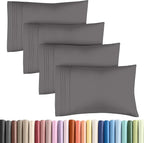 Pillowcases - Ultra Soft Hotel Quality Pillowcase Covers - Comfy, Cozy & Wrinkle Free - Shrinkage and Fade Resistant - Machine Washable Pillow Protectors - (Queen, Dark Grey, 4 Piece Set)