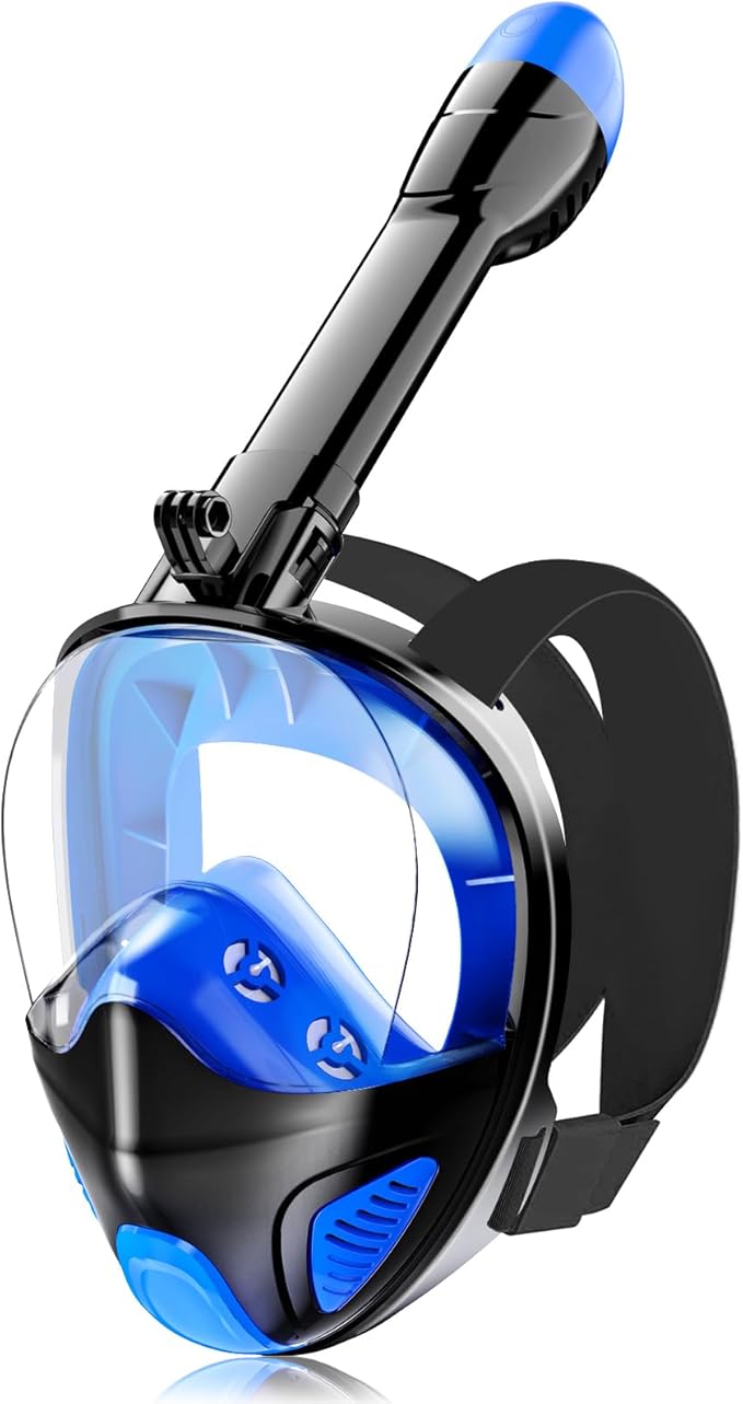 Full Face Snorkel Mask for Adults Teen, Snorkeling Gear with Detachable Camera Mount,Panoramic 180° View, Anti-Fog Anti-Leak Snorkling Set for Man and Women