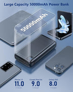 Portable Charger 50000 mAh Power Bank PD 30W and QC 4.0 PowerBank Fast Charging External Battery Pack with USB-C LED 3 Outputs & 2 Inputs Portable Charging for iPhone 15 14 13 pro, Samsung