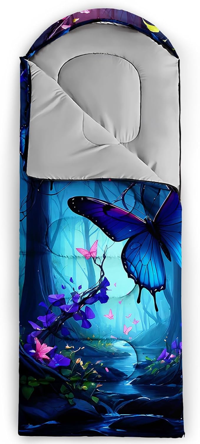 AILONEN Outer Space Astronaut Camping Sleeping Bags,Lightweight & Waterproof,3 Season Warm & Cool Weather,Cartoon Sleeping Bags for Kids,Boys Girls Travelling,Outdoors