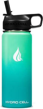 HYDRO CELL Stainless Steel Insulated Water Bottle with Straw - For Cold & Hot Drinks - Metal Vacuum Flask with Screw Cap and Modern Leakproof Sport Thermos for Adults (Mint/Green 18oz)