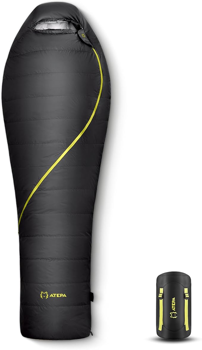 ATEPA Synthetic Mummy Sleeping Bag for Adults, Lightweight Cold Weather Compact Packable Waterproof Sleeping Bag with Compression Sack for Backpaking Hiking Camping