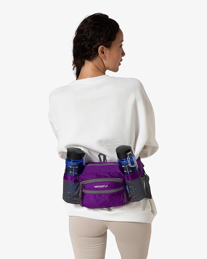 WATERFLY Fanny Pack Waist Bag: Waist Pack for Women Men with Two Water Bottle Holder Hiking Fanny Pack for Running Walking DogWalking Travel Cycling