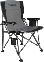 Portable Outdoor Folding Camping Chair Heavy Duty Camp Chair with Storage Bag for Outside Activities, Black Grey