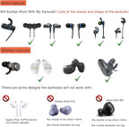 Sports Earbuds Tips Replacement Ear Fins Wingtips Noise Isolation Replacement Eartips Adapters for in Ear Earphones 4mm to 6mm Nozzle Attachment 3 Pairs Left & Right, Balck