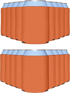 PartyPrints 100 Pack Orange Blank Can Cooler Sleeves, Customizable Bulk Insulated Foam for Beer, Collapsible Plain Drink Holder, Cold Soda Insulator, 12oz Regular, 16oz Tall Cans