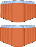PartyPrints 25 Pack Orange Blank Can Cooler Sleeves, Customizable Bulk Insulated Foam for Beer, Collapsible Plain Drink Holder, Cold Soda Insulator, 12oz Regular, 16oz Tall Cans