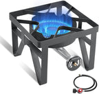 SKOK 200,000 BTUs High Pressure Single Burner Propane Camping Stove - Portable Outdoor Stove for Outdoor Cooking, Backyard, Picnic