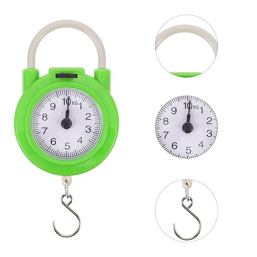 Generic Portable Manual Spring Scale Luggage Scale with Hook High Precision Small Travel Suitcase in Fluorescent Green for Home and Travel Use