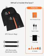 Zurligi Vacuum Compression Bags with Pump for Travel - Waterproof, Reusable, Removable Handle, Portable Travel Pack Vacuum Bag Kit for Carry On Suitcases and Backpack