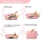 Gonex Compression Packing Cubes, 4pcs Expandable Storage Travel Luggage Bags Organizers (Pink)