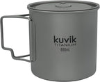 Kuvik Titanium Pot with Lid 650ml (22 oz) - Ultralight and Compact Pot for Backpacking, Camping, and Survival