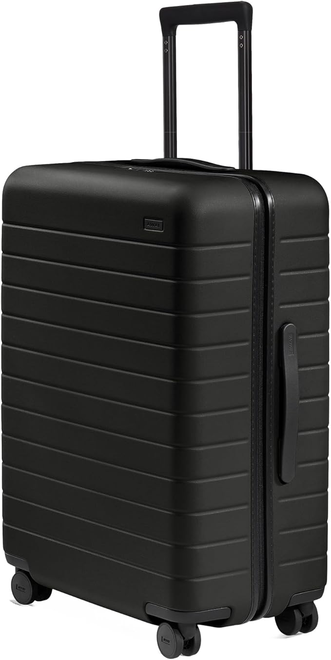 Away Medium Checked Luggage, Lightweight Hard Shell Suitcase with Spinner Wheels, Durable Rolling Luggage, TSA Lock, 26 Inch, Jet Black