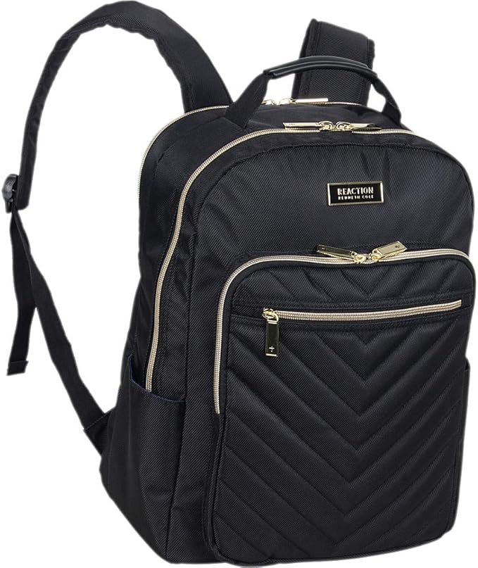 Kenneth Cole REACTION Women's Chelsea Chevron 15" Laptop and Tablet Backpack, Black